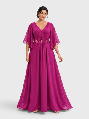 Vestido de Festa Longo com Apliques Bordado Sansara