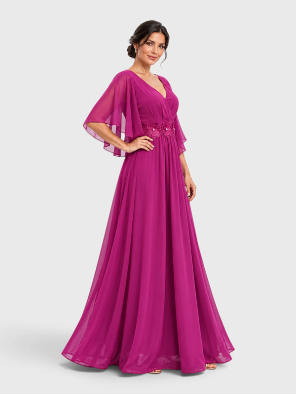 Vestido de Festa Longo com Apliques Bordado Sansara
