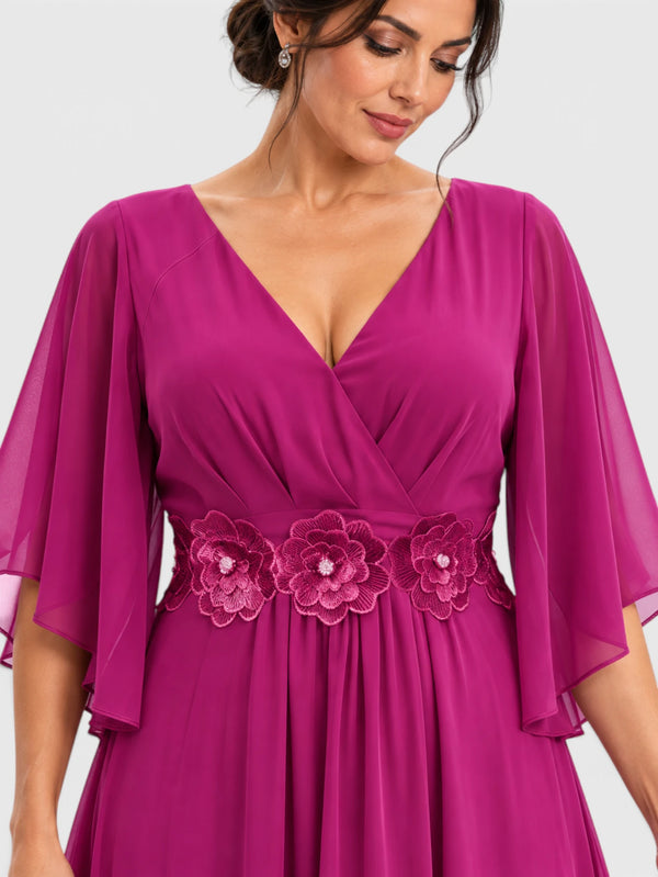 Vestido de Festa Longo com Apliques Bordado Sansara