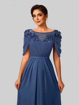 Vestido de Festa Longo com Apliques e Bordado Aurelia