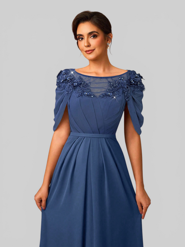 Vestido de Festa Longo com Apliques e Bordado Aurelia