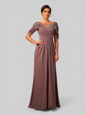 Vestido de Festa Longo com Apliques e Bordado Aurelia