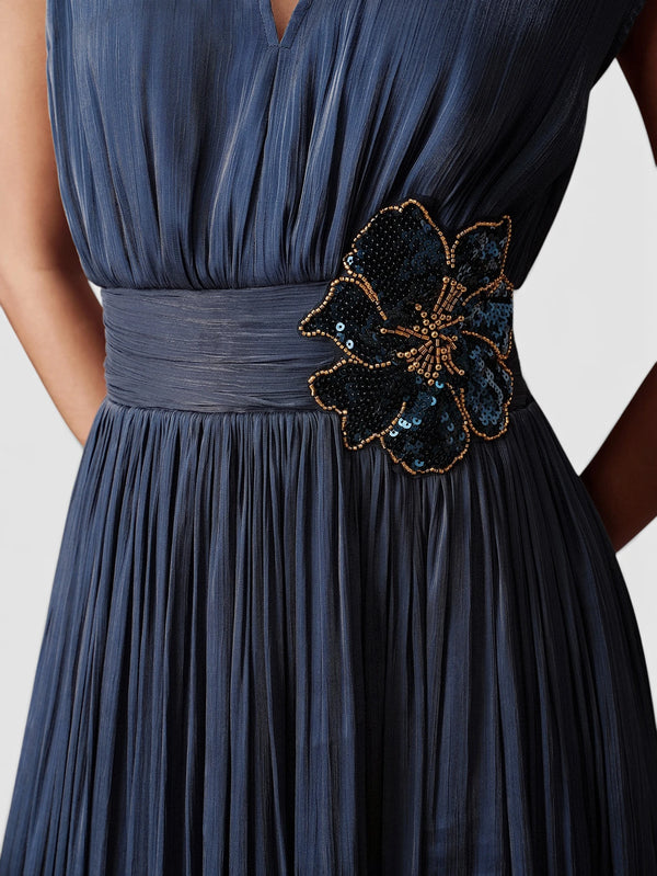 Vestido de Festa Longo com Bordado Flor Paetê Talismã