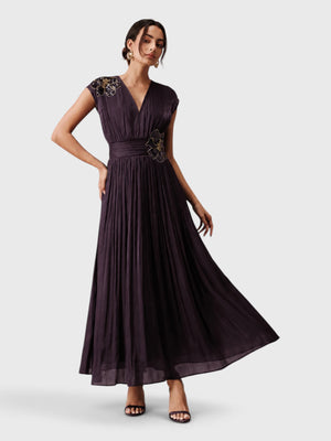 Vestido de Festa Longo com Bordado Flor Paetê Talismã