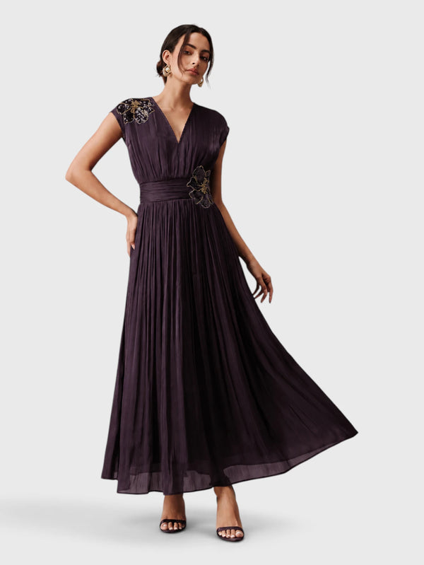 Vestido de Festa Longo com Bordado Flor Paetê Talismã