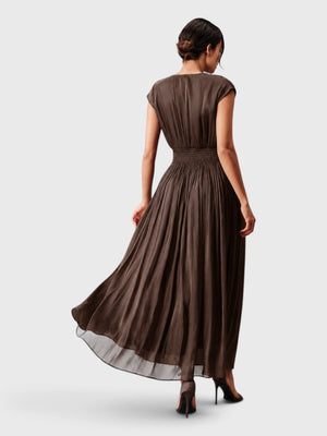 Vestido de Festa Longo com Bordado Flor Paetê Talismã