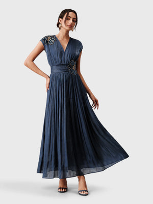 Vestido de Festa Longo com Bordado Flor Paetê Talismã