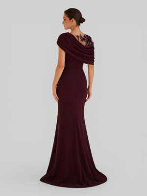 Vestido de Festa Longo com Bordado Pérolas Luxemburgo