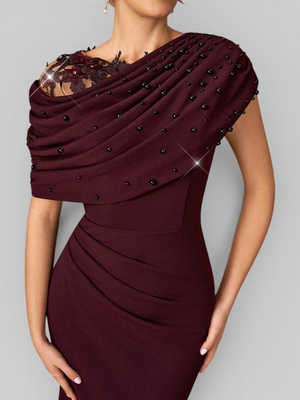 Vestido de Festa Longo com Bordado Pérolas Luxemburgo