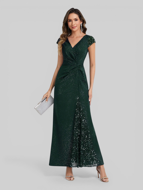 Vestido de Festa Longo com Brilho e Paetê Torcido