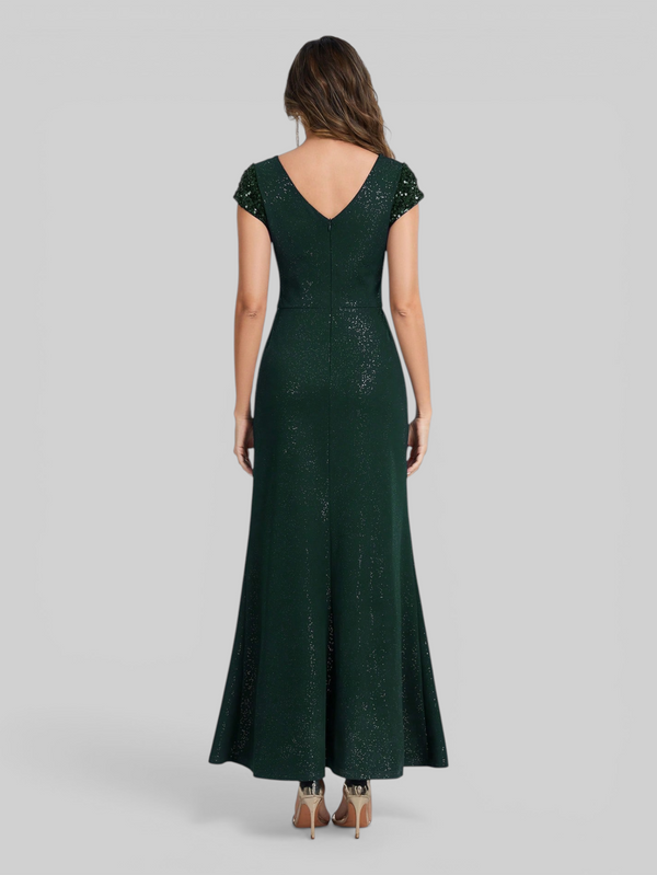 Vestido de Festa Longo com Brilho e Paetê Torcido