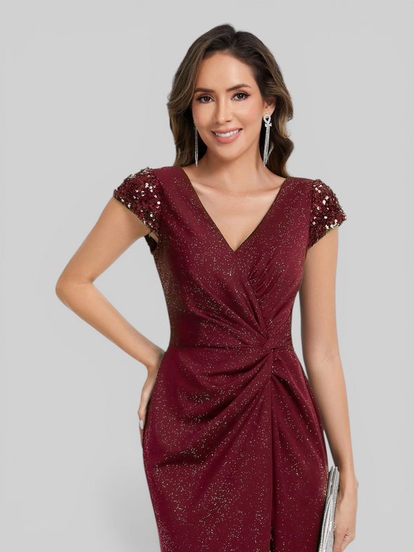 Vestido de Festa Longo com Brilho e Paetê Torcido
