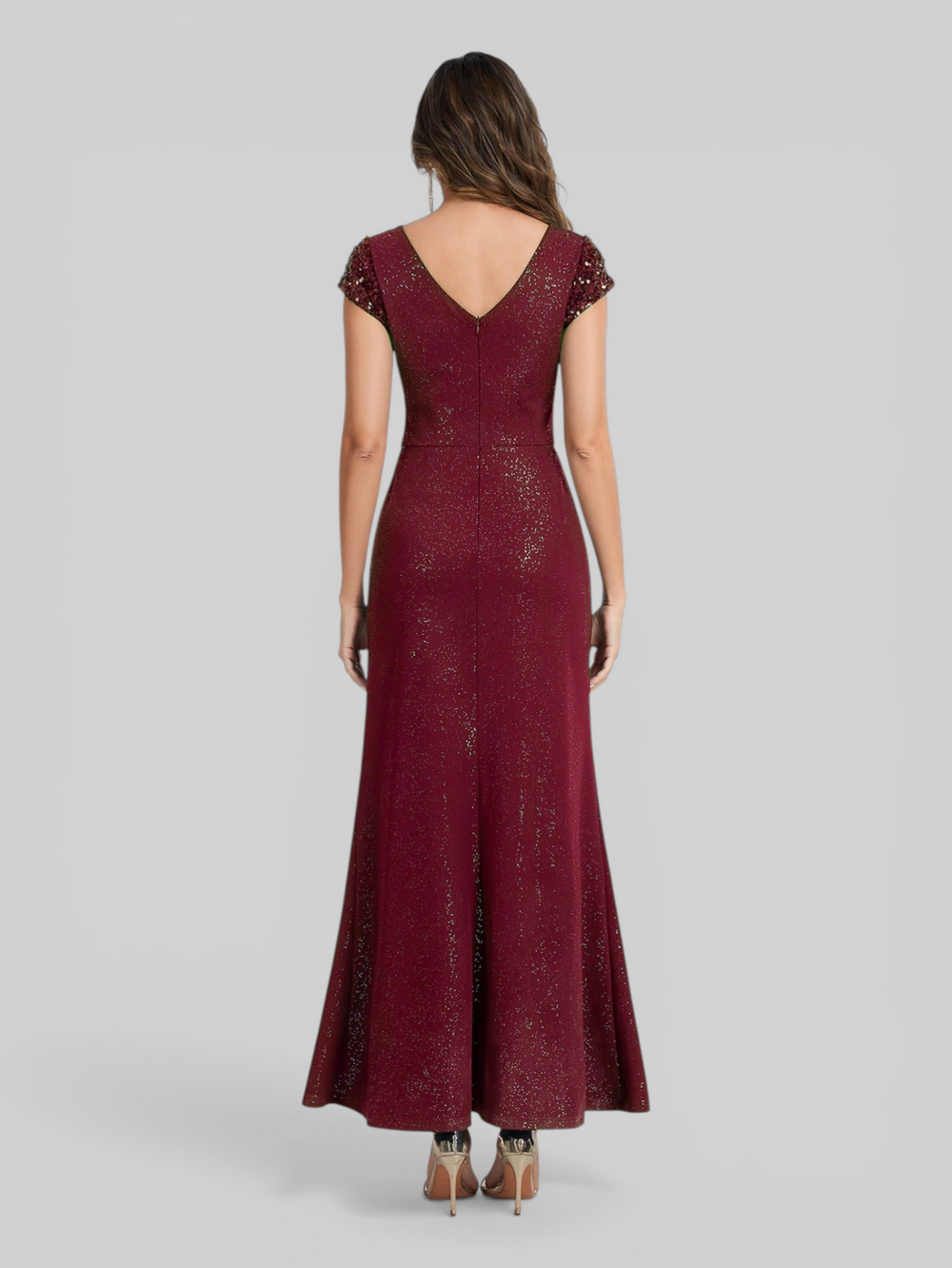 Vestido de Festa Longo com Brilho e Paetê Torcido