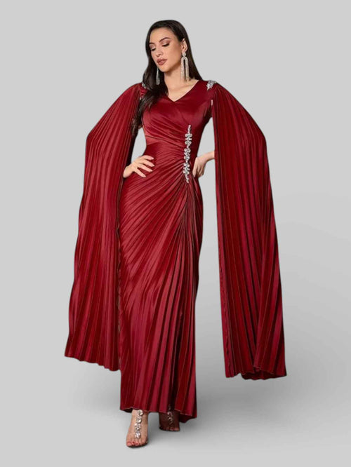 Vestido de Festa Longo com Capa Apliques Dress