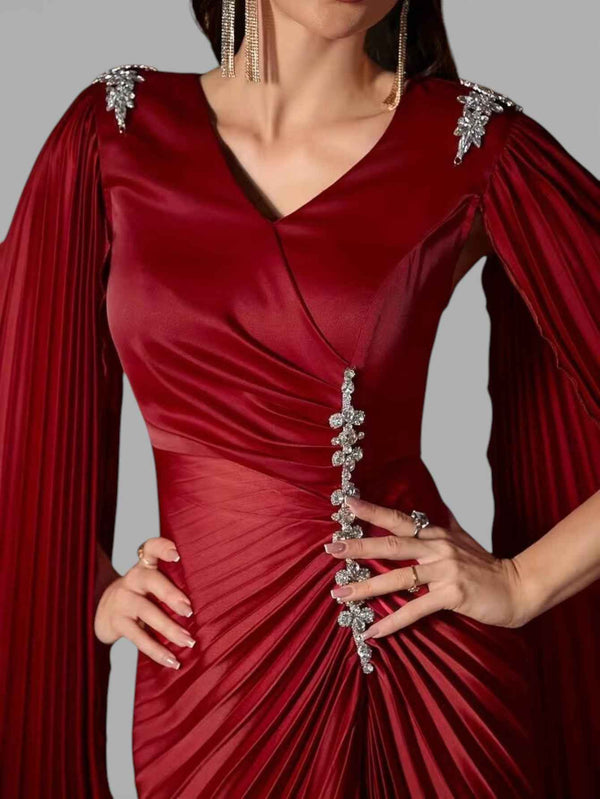 Vestido de Festa Longo com Capa Apliques Dress