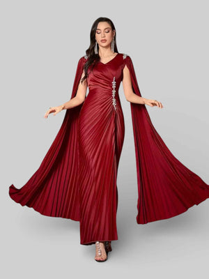 Vestido de Festa Longo com Capa Apliques Dress