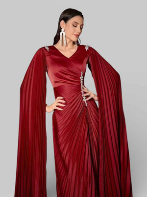 Vestido de Festa Longo com Capa Apliques Dress