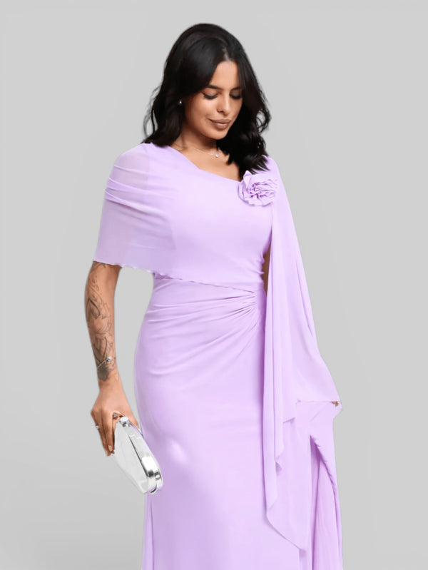 Vestido de Festa Longo com Capa Flowers Nicoly - Aurea Dress