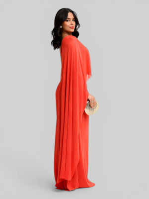 Vestido de Festa Longo com Capa Flowers Nicoly - Aurea Dress