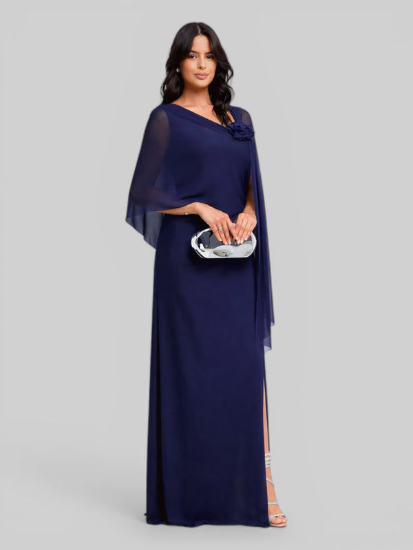 Vestido de Festa Longo com Capa Flowers Nicoly - Aurea Dress