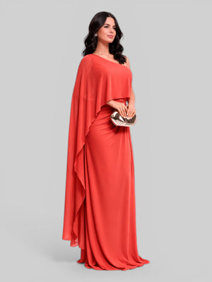 Vestido de Festa Longo com Capa Flowers Nicoly - Aurea Dress