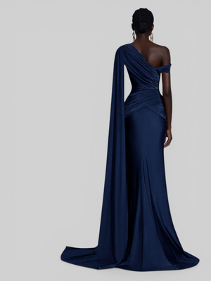 Vestido de Festa Longo com Capa e Fivela Elegante Pamela