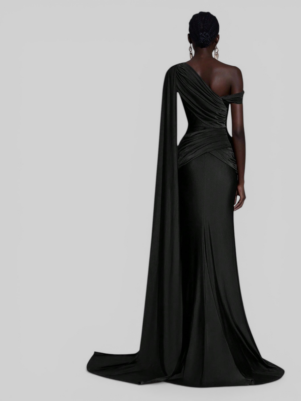 Vestido de Festa Longo com Capa e Fivela Elegante Pamela