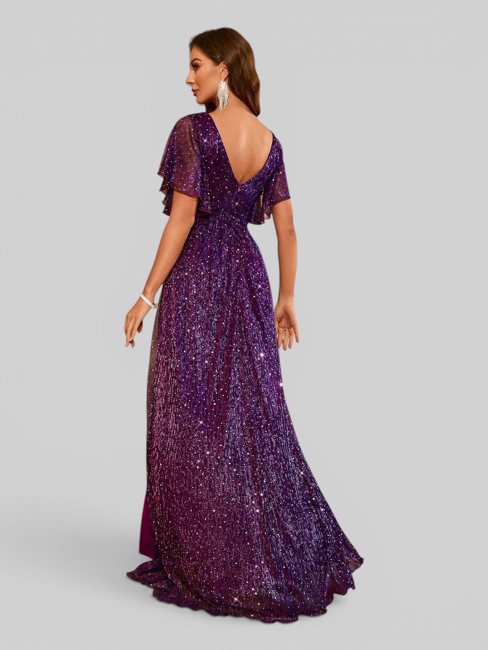 Vestido de Festa Longo com Fenda Lurex Mavilla