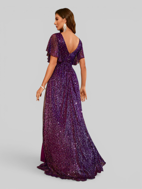 Vestido de Festa Longo com Fenda Lurex Mavilla