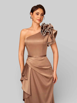 Vestido de Festa Longo de Luxo Nula Manga Strass