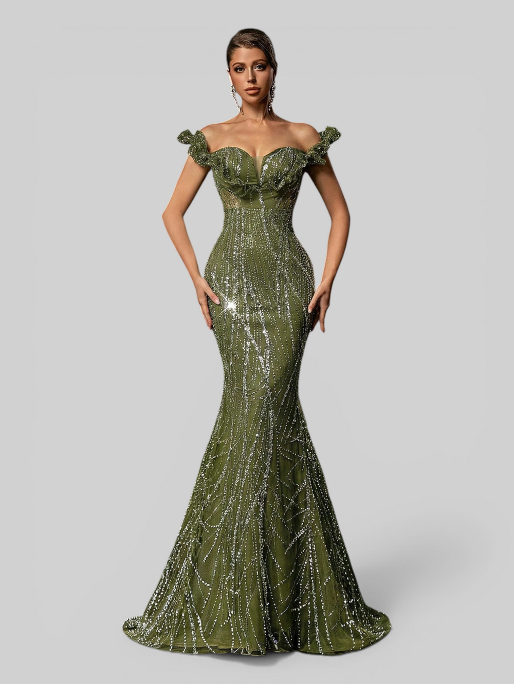 Vestido de Festa Longo de Luxo Sereia em Paetê Imperial