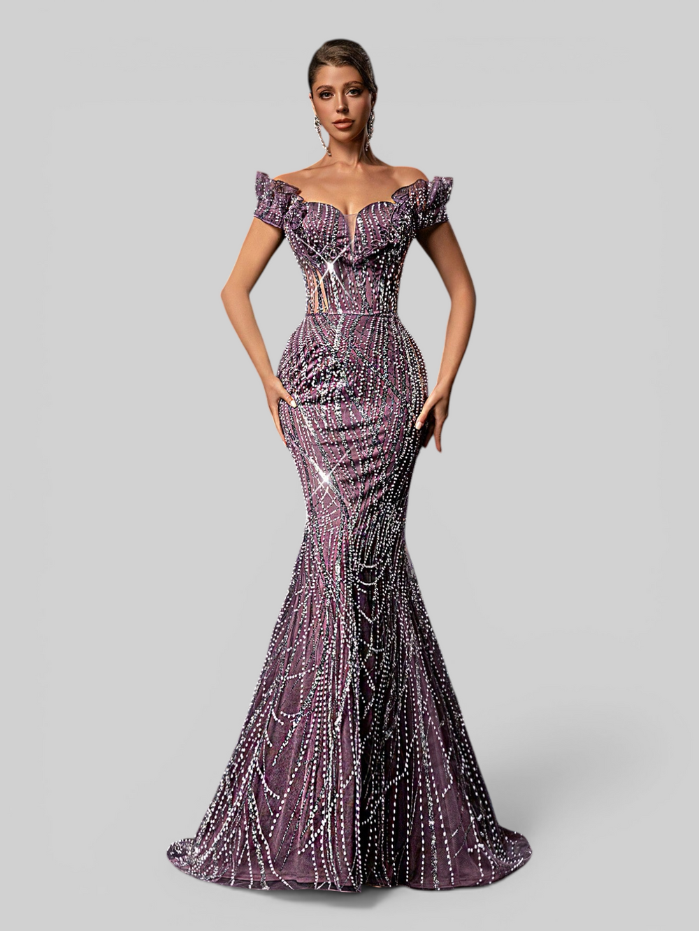 Vestido de Festa Longo de Luxo Sereia em Paetê Imperial