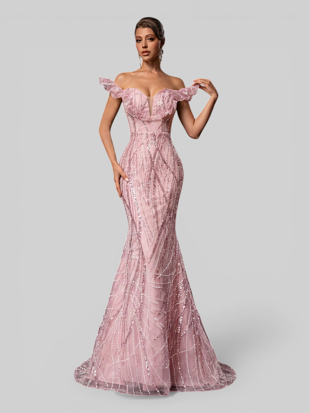 Vestido de Festa Longo de Luxo Sereia em Paetê Imperial