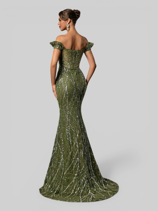 Vestido de Festa Longo de Luxo Sereia em Paetê Imperial