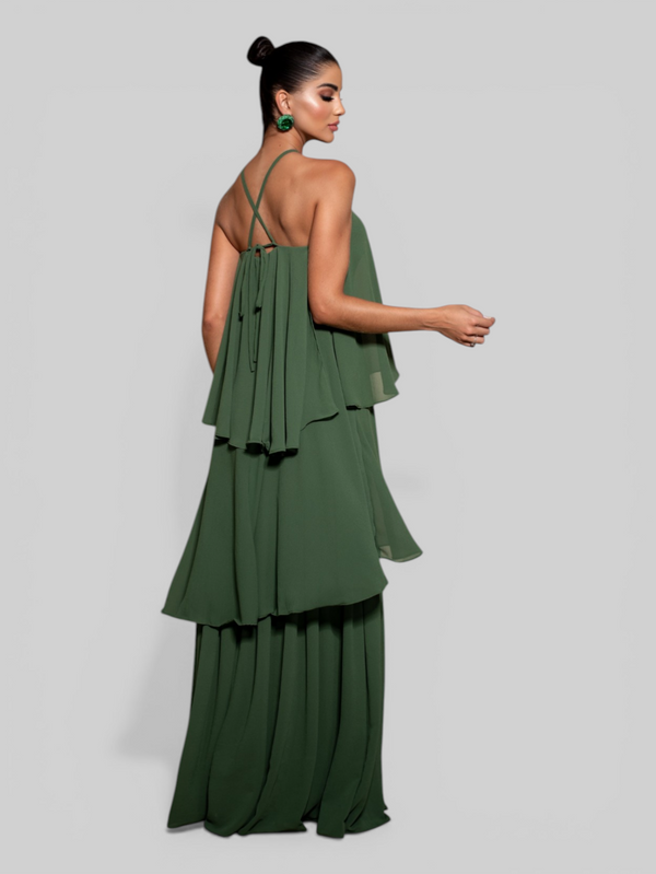 Vestido de Festa Longo em Camadas Loma