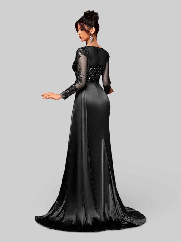 Vestido de Festa Luxo Bordado com Apliques Lancaster