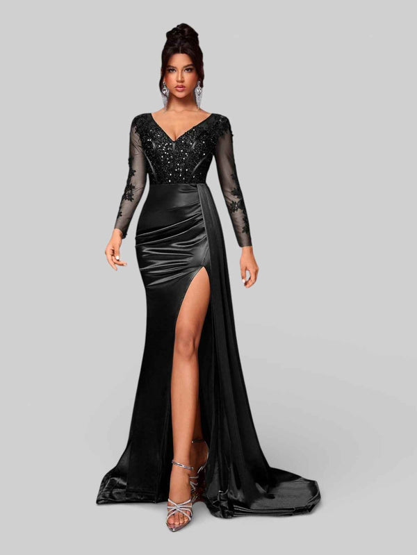 Vestido de Festa Luxo Bordado com Apliques Lancaster