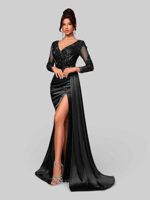 Vestido de Festa Luxo Bordado com Apliques Lancaster