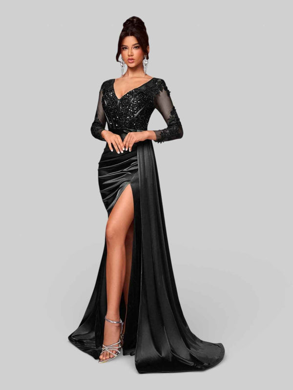 Vestido de Festa Luxo Bordado com Apliques Lancaster
