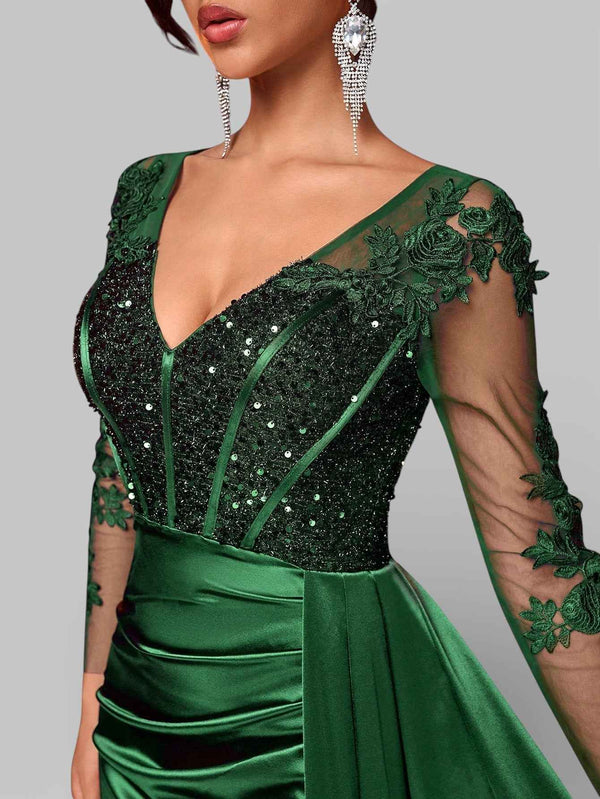 Vestido de Festa Luxo Bordado com Apliques Lancaster