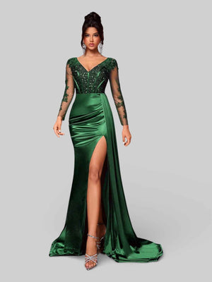 Vestido de Festa Luxo Bordado com Apliques Lancaster