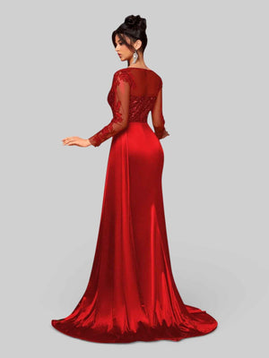 Vestido de Festa Luxo Bordado com Apliques Lancaster