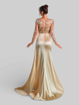 Vestido de Festa Luxo Bordado com Apliques Lancaster