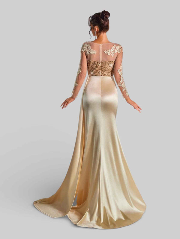 Vestido de Festa Luxo Bordado com Apliques Lancaster