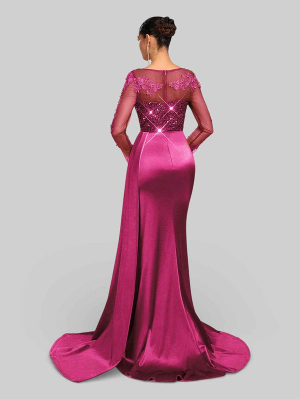 Vestido de Festa Luxo Bordado com Apliques Lancaster