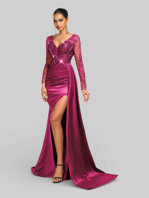 Vestido de Festa Luxo Bordado com Apliques Lancaster