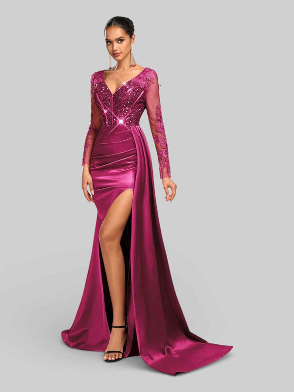 Vestido de Festa Luxo Bordado com Apliques Lancaster