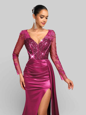 Vestido de Festa Luxo Bordado com Apliques Lancaster