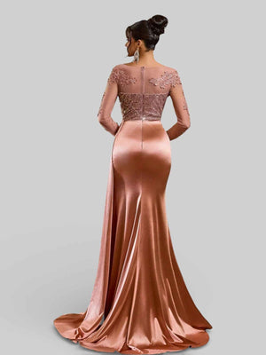Vestido de Festa Luxo Bordado com Apliques Lancaster