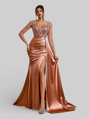 Vestido de Festa Luxo Bordado com Apliques Lancaster